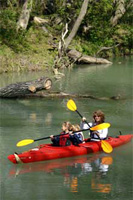 Kayakers navigate along the Paddling Trail