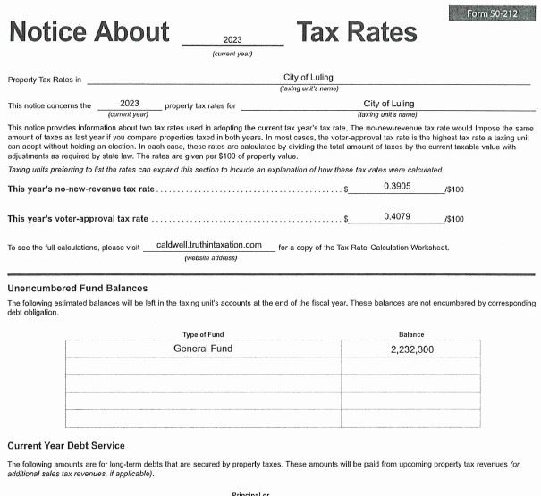 Notice about 2023 Tax Rates 8.03.23